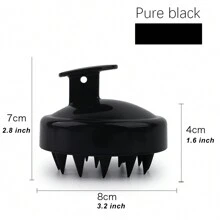 頭皮按摩器,柔軟矽膠刷毛深層清潔頭皮促進生髮淨化頭皮,洗髮刷去頭屑,全黑色 - 橘色 - 查看 2