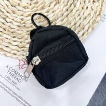 1个迷你拉链背包造型零钱包钥匙扣可爱帆布钥匙链环钱包包挂饰女士女孩礼物 - 彩色 - 查看 9