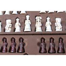 3D Qing Bing Resin Chess Pieces Character Modeling  Gifts Entertainment Games Antique Chess Large Chess Pieces Leather Chessboard - Beige - View 2