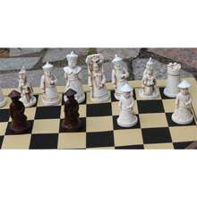 3D Qing Bing Resin Chess Pieces Character Modeling  Gifts Entertainment Games Antique Chess Large Chess Pieces Leather Chessboard - Beige - View 7