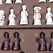3D Qing Bing Resin Chess Pieces Character Modeling  Gifts Entertainment Games Antique Chess Large Chess Pieces Leather Chessboard - Beige - View 4