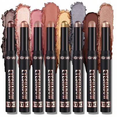 Eyeshadow Stick Set, 8 Colors Matte Professional Bright-Colored Contouring And Highlight Eyeshadow Stick, Cream Eyeshadow Waterproof Long Lasting High Pigmented Eye Shadow