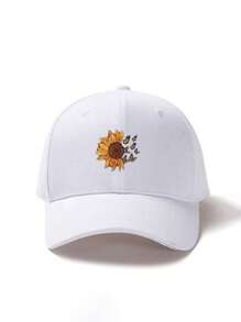 1入太陽花印花簡約網帽,可調節帶的休閒戶外棒球帽 - 白色 - 查看 2