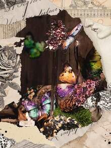 30 件蝴蝶和植物拼貼剪貼簿貼紙 Diy 裝飾材料（組件顏色隨機） - 紫色 - 查看 3