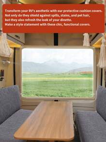 2pcs/Set Motorhome Sofa Seat Cover Set, Comfortable Stretch Couch Slipcover, Easy Installation, Machine Washable, Dustproof And Pet Scratch Resistant, Sofa Protector Cover, Suitable For Two-Seater Sofa, Rv And Camper Decoration, Including 1 Backrest Cover And 1 Cushion Cover - Light Grey - View 9