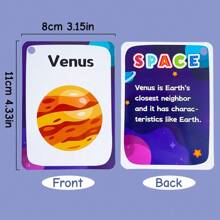 Set Of Solar System Flash Cards For Toddlers(34 Count)|Kids Learning Flashcard & Montessori Pocket Cards|Perfect For Pre-K Decor Background Wall Stickers,Teacher/ Therapists Tools - Apricot - View 2
