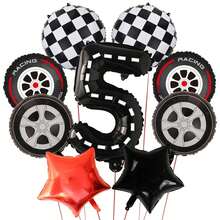 9入組熱血賽車生日裝飾氣球,黑白方格輪胎氣球,數字3、4、5生日派對裝飾用品,賽車主題派對裝飾氣球 - 黑與白 - 查看 10