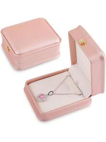 1pc Pendant Box Necklace Bracelet Gift Box Jewelry Box PU Leather Chain Box Jewelry Display Box Suitable For Wedding Christmas Valentine's Day Engagement Proposal - Pendant Box - View 3