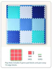 Ltp 9片拼插式軟式泡沫地墊 - Eva拼圖遊戲墊 - 運動墊,地面保護運動墊底層墊 - 彩色 - 查看 2