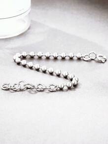 ZG YING ZHOU ZGYZ 1pc Fashionable Stainless Steel 18K Gold Color Small Bead Chain Bracelet, Unisex, Versatile For Nightclub, Wedding, Banquet, Style Black Small Ball Bead Strand Bracelet