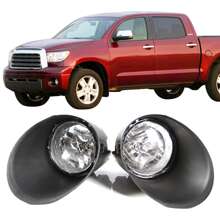 1Pair Fog Lights Fit For 2007-2013 Toyota Tundra, 2PCS Front Bumper Fog Lights Replacement W/Clear Lens, 2008 2009 2010 2011 2012