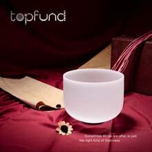 TOPFUND F Note Crystal Singing Bowl 8 Inch With Heavy Duty Carrying Case And Singing Bowl Rubber Mallet And Suede Striker - White - View 4