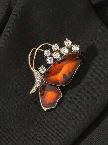 1 件时尚昆虫形彩色胸针，珐琅和水钻细节，3D 蝴蝶设计，适用于高端优雅个性化围巾扣 - 彩色 - 查看 1