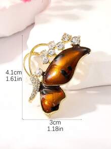 1 件时尚昆虫形彩色胸针，珐琅和水钻细节，3D 蝴蝶设计，适用于高端优雅个性化围巾扣 - 彩色 - 查看 4