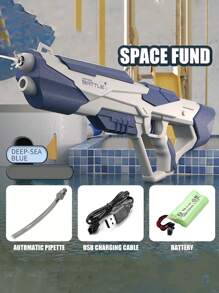 1pc Space Theme Electric Water Gun Toy, High Pressure Automatic Spray Water Toy For Water Fighting Game - Blue - View 1