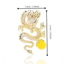 1 件龙形设计胸针/别针，镶嵌水钻，镀金，适合女士，适合婚礼、母亲、妻子 - 金色 - 查看 4