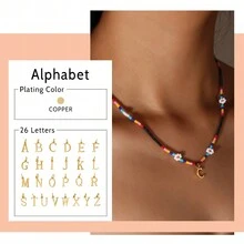 1PC Tiny Daisy Flower Stack Rainbow Seed Multi Color Fashion 2024 New Handcrafted 26 Letter Beaded Necklaces For Women - Multicolor - View 7