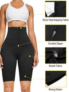 Tắm hơi Mồ hôi Quần Đối với phụ nữ Cao eo Nén Giảm béo Trọng lượng Legging Tập thể dục Định hình cơ thể Tắm hơi Bộ đồ Áo Shapewear Huấn luyện viên vòng eo Áo nịt ngực - màu đen - Xem 3