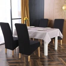 Große Größe Stuhlhussen,6PCS Stretch Esszimmerstühle Schonbezüge Elastische Abnehmbare Waschbar Stuhlschoner Für Esszimmer, Hotel, Bankett, Zeremonie(6 Pack) - Schwarz - Übersicht 2