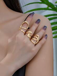 3入組個性化幸運許願時尚合金戒指,鑲嵌寶石,防褪色功能