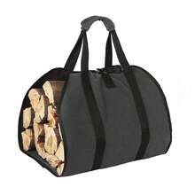 Outdoor Portable & Durable Firewood Storage Bag With Handle - Black - View 2