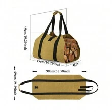 Outdoor Portable & Durable Firewood Storage Bag With Handle - Black - View 7