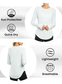 ED3SIZE Women's Raglan Long Sleeve Workout T-Shirt With Thumb Hole - White - View 5