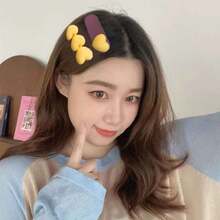 2入組樹脂製黃色心形髮夾,適用於情人節、約會、派對和日常穿搭,適合女孩和女性 - 紫色和黃色 - 查看 2