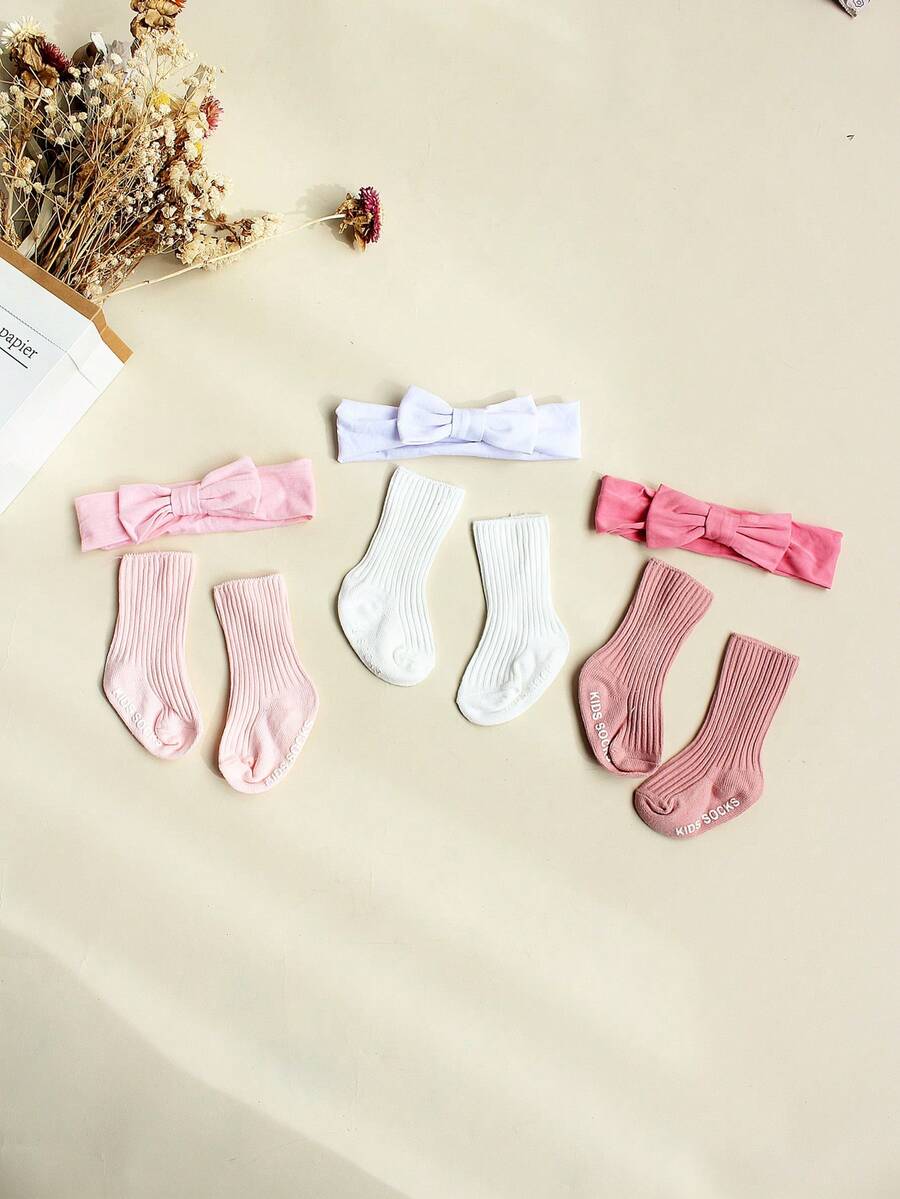 嬰兒女孩蝴蝶髮飾和襪子套裝 - 白色 - 查看 1