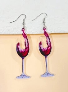 1對別緻時尚的香檳杯和流動的酒印花樹脂耳環,適用於情人節、派對、假期和約會,是送給朋友的最佳禮物 - 彩色 - 查看 8