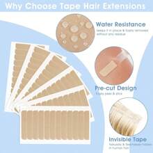 Hair Extension Tape Tabs, 60 Pieces 0.8 Cm X4 Cm Pre-Cut Double Sided Adhesive Tapes In Hair Extensions Beauty Tool For Human Hair Weft Replacement Waterproof Wig Tape