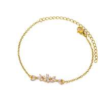 Bracelet fleurs élégant pour femmes et filles, charme bohème, couleur or, en acier inoxydable. Bijoux de luxe, cadeau de la Saint-Valentin