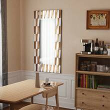 Beveled Glass Wall Mirror Decorative: Rectangle Mirrors 3D Aesthetic Artistic Look 60x120cm/70x100cm/60x90cm Sunburst Silver + Tawny Hand Polished 5mm Thick Glass Mirror Walls Decor Horizontal/Vertical Hanging - Gold - View 2