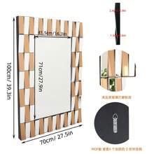 Beveled Glass Wall Mirror Decorative: Rectangle Mirrors 3D Aesthetic Artistic Look 60x120cm/70x100cm/60x90cm Sunburst Silver + Tawny Hand Polished 5mm Thick Glass Mirror Walls Decor Horizontal/Vertical Hanging - Gold - View 7