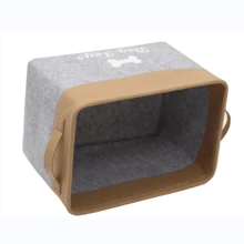 Dog Toy Box Storage Basket Felt Pet Toy Box Basket Cabinet Storage Box - Perfect Choice For Storing Pet Toys, Blankets, And Leashes - Dog Toy Box Storage Basket - Grey - View 5