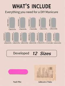 24入組新款壓克力指甲片套裝，高級霧面亮紅條紋新年指甲，專為女孩而設。配有1個指甲文件和1個果凍膠。 - 棕色 - 查看 6