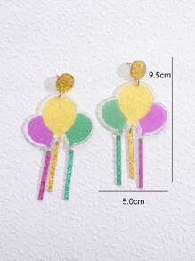 1對新款歐美嘉年華丙烯酸耳環及耳針,個性簡單,多功能印花耳環和耳飾,適用於女士 - 彩色 - 查看 2