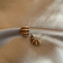 秋冬女用弧形針織線耳環,高端獨特設計耳環,時尚配件 - 白色 - 查看 10