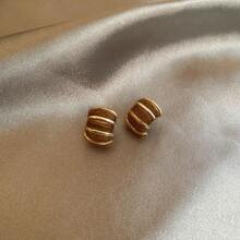 秋冬女用弧形針織線耳環,高端獨特設計耳環,時尚配件 - 白色 - 查看 8