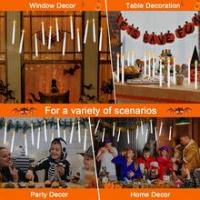 12PCS Decoration Floating Candles With Wand Remote, 10.9" Flameless Floating Candles LED Light, Hanging Floating Candles For Room Decor Party Home Decor,Battery Operated Electric Window Taper Candle Flickering Warm Light LED Candle - White - View 3