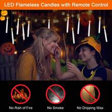 12PCS Decoration Floating Candles With Wand Remote, 10.9" Flameless Floating Candles LED Light, Hanging Floating Candles For Room Decor Party Home Decor,Battery Operated Electric Window Taper Candle Flickering Warm Light LED Candle - White - View 5