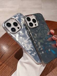 Metal Electroplating Fold Ripple Anti-Drop Phone Case With Camera Protection Compatible With IPhone - Silver - View 4