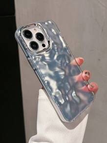 Metal Electroplating Fold Ripple Anti-Drop Phone Case With Camera Protection Compatible With IPhone - Silver - View 1