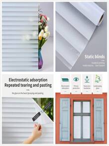 窗戶防窺膜,帶安裝工具,百葉窗圖案,靜電吸附,可拆卸,防紫外線,熱控制,玻璃膜非常適合家庭淋浴辦公室玻璃門 - 白色 - 查看 1