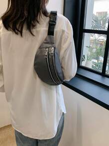 Bolso de cintura/bandolera simple y casual para mujer, bolso de mensajero resistente al agua multicapa, riñonera elegante para el primer día de clases