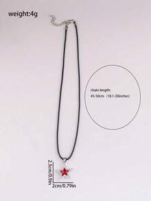 復古街頭風格時尚百搭鑽石裝飾幸運星吊墜黑繩項鍊y2k/ins項鍊 - 紅色 - 查看 7