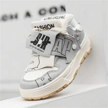 男士設計師麵包鞋,時尚滑板鞋,舒適防滑多功能休閒運動帆布鞋,新款厚底麵包鞋適用於學生 - 灰色 - 查看 2