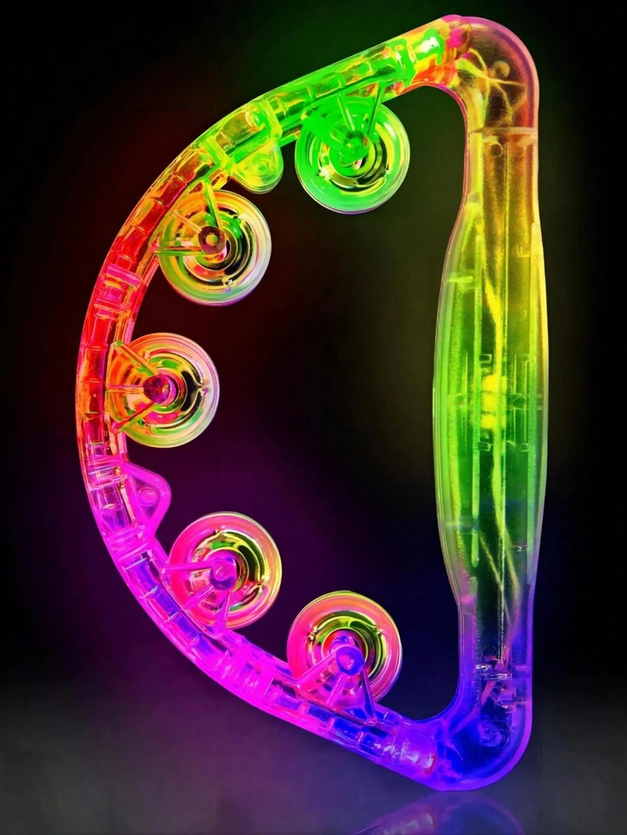 Led霓虹鈴鼓,發光玩具手持音樂閃爍鈴鼓玩具派對用品,適用於生日周年紀念禮品,為成人青少年派對玩具提供補貨 - 彩色 - 查看 1