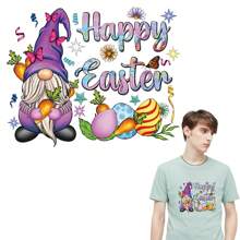 1入easter卡通設計熱轉印貼花,可用於t恤、牛仔褲、夾克、褲子、襪子、棒球帽等衣服或復活節裝飾 - C5 - 查看 1