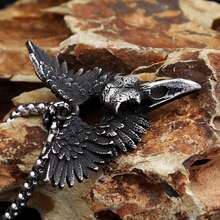 1入復古哥德風格黑色骷髏吊墜頸鍊,翅膀裝飾,附60cm鍊條,適合男女日常佩戴 - 槍黑色 - 查看 4